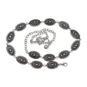 7397 Silver Waist Chain Western Belts For Woman Rhinestone Cowboy Y2k